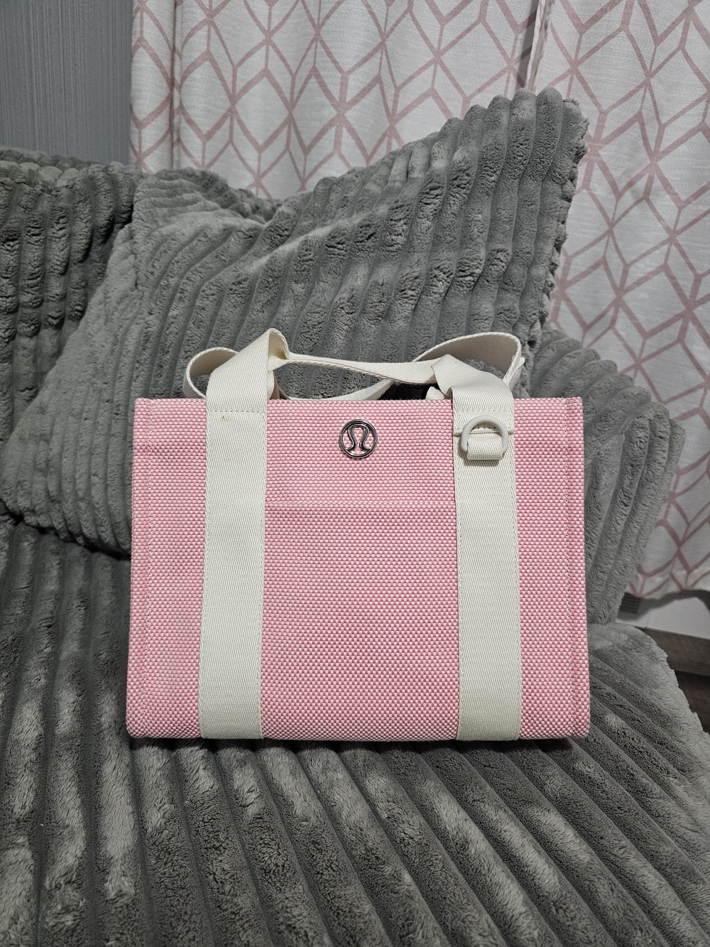 lululemon athletica Pink Canvas Tote with Cream Straps